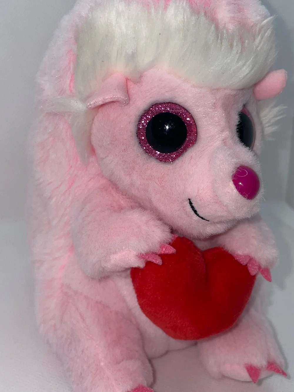 Ty Beanie Boos Cheesecake Pink Hedgehog Plush Stuffed Animal Holding Heart Sz 6”